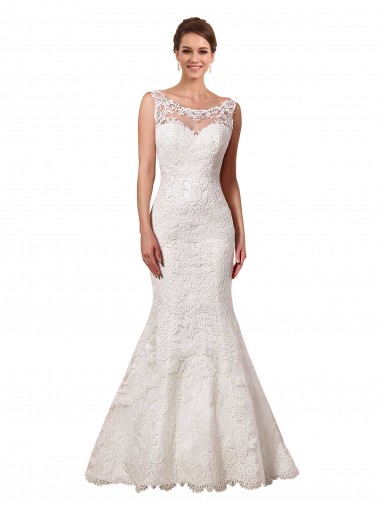 Sleeveless Sweetheart Lace Ivory Chapel Train Long Sexy Wedding Dress Adelaide