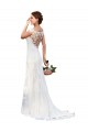 Sleeveless Illusion Neck Lace White Chapel Train Sexy Wedding Dress Adelaide