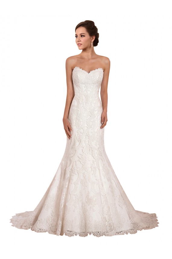 Sleeveless Sweetheart Lace Ivory Chapel Train Sexy Wedding Dress Adelaide