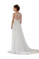 Sleeveless Illusion Neck Soft Chiffon Ivory Sweep Train Boho Wedding Dress Adelaide