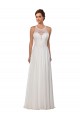 Sleeveless Illusion Neck Soft Chiffon Ivory Chapel Train Wedding Dress Adelaide