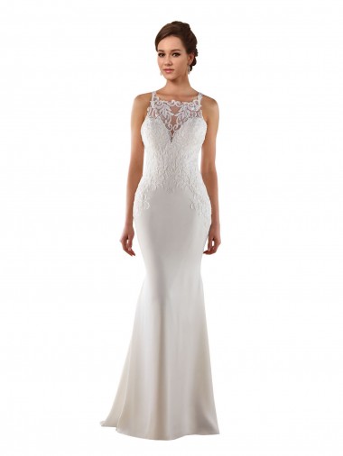 Sleeveless Sweetheart Lace & Stretch Crepe Ivory Sweep Train Modern Wedding Dress Adelaide