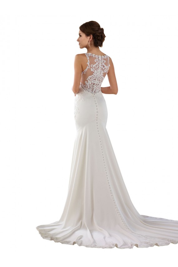 Sleeveless Sweetheart Lace & Stretch Crepe Ivory Sweep Train Modern Wedding Dress Adelaide