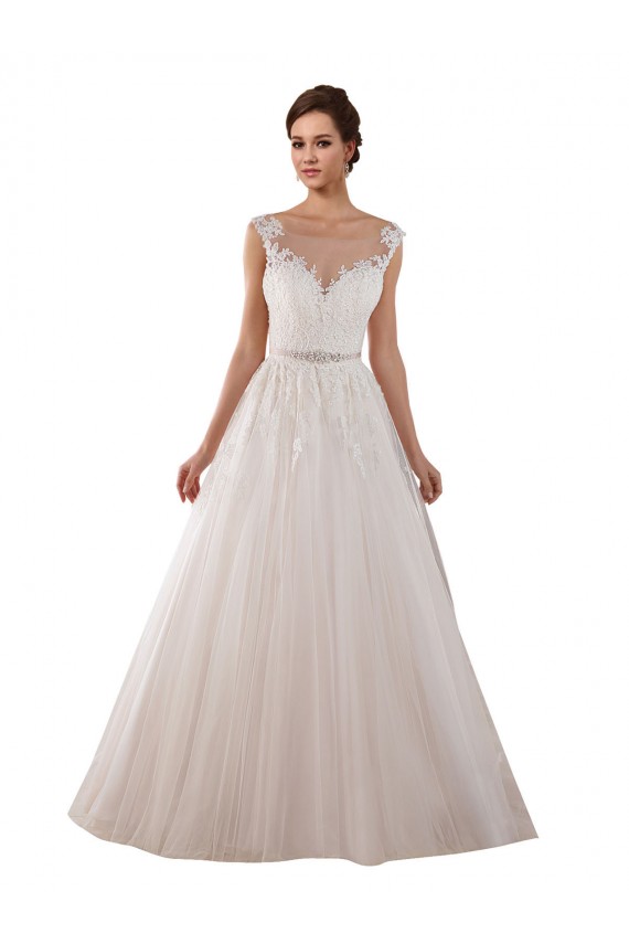 Sleeveless Sweetheart Tulle & Lace Ivory Ball Gown Chapel Train Wedding Dress Adelaide