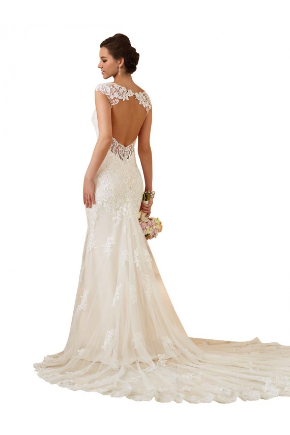 Sleeveless Sweetheart Lace Ivory Chapel Train Modern Wedding Dress Adelaide