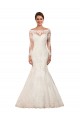 Long Sleeves Bateau Neck Lace Ivory Chapel Train Sexy Wedding Dress Adelaide
