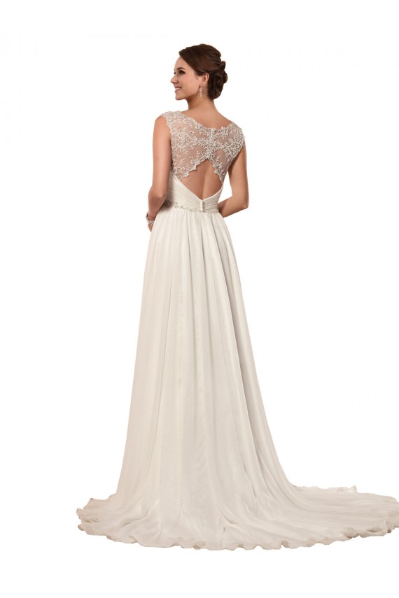 Sleeveless Sweetheart Soft Chiffon Ivory Sheath Chapel Train Wedding Dress Adelaide