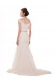 Sleeveless Off the Shoulder Tulle Ivory Chapel Train Beach Wedding Dress Adelaide