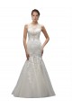 Sleeveless Illusion Neck Tulle & Lace Ivory Sweep Train Wedding Dress Adelaide