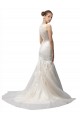 Sleeveless Illusion Neck Tulle & Lace Ivory Sweep Train Wedding Dress Adelaide