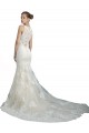 Sleeveless Illusion Neck Tulle Ivory Chapel Train Beach Wedding Dress Adelaide