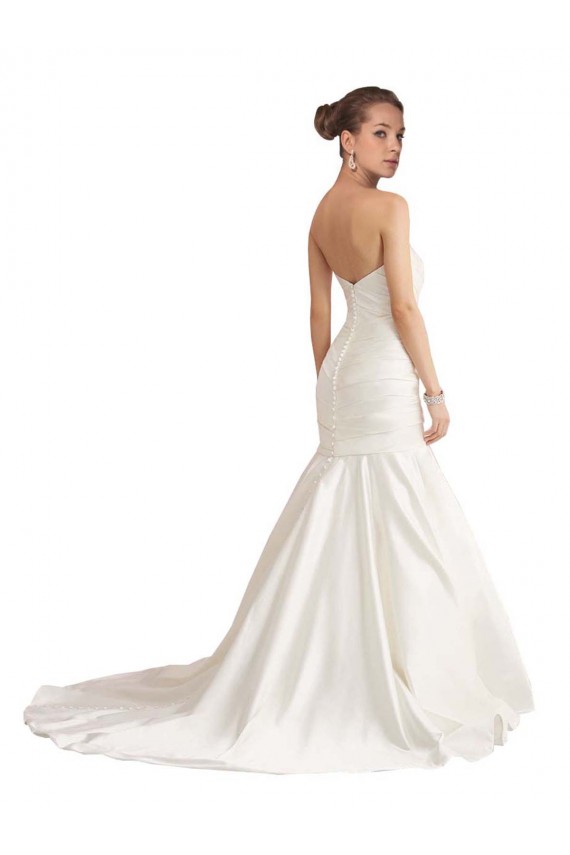 Sleeveless Strapless Satin Ivory Chapel Train Beach Wedding Dress Adelaide