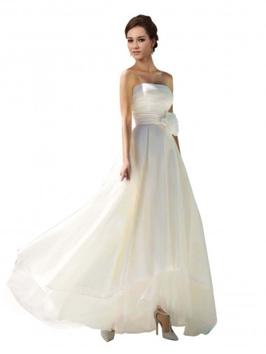 Sleeveless Strapless Soft Chiffon Ivory Long Wedding Dress Adelaide