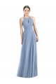 Sleeveless Halter Neck Soft Chiffon Dusty Blue Long Semi Formal Evening Dress / Bridesmaid Dress Adelaide