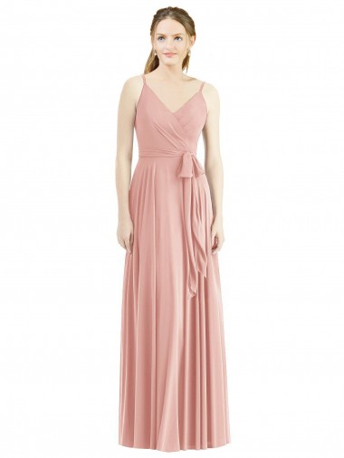 Sleeveless V-Neck Soft Chiffon Bliss Pink Long Formal Dress / Bridesmaid Dress Adelaide