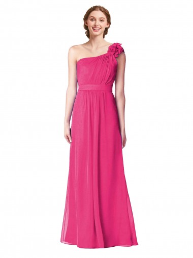 Sleeveless One Shoulder Soft Chiffon Azalea Long Bridesmaid Gown Adelaide