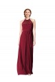 Sleeveless Halter Neck Chiffon Burgundy Long Evening Gowns / Bridesmaid Dresses Adelaide