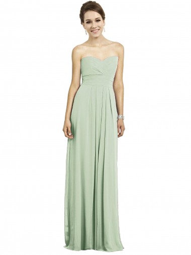 Sleeveless Sweetheart Soft Chiffon Sage Long Bridesmaid Dress Adelaide