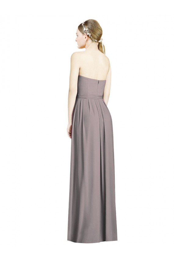 Sleeveless Sweetheart Soft Chiffon Dusty Rose Long Bridesmaid Dress Adelaide