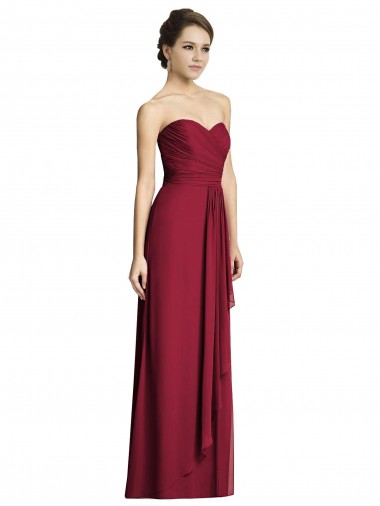 Sleeveless Sweetheart Soft Chiffon Burgundy A-Line Long Formal Dress / Bridesmaid Dress Adelaide