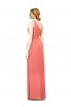 Sleeveless One Shoulder Soft Chiffon Coral Long Bridesmaid Dress Adelaide