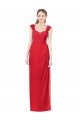 Cap Sleeves Sweetheart Soft Chiffon Red Long Formal Dress / Bridesmaid Dress Adelaide