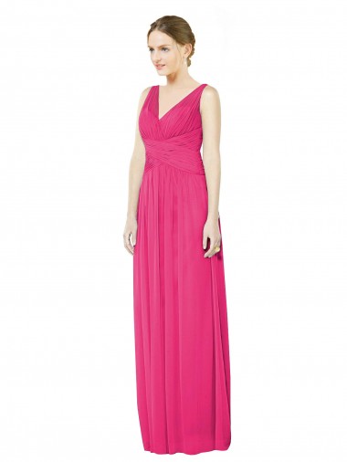 Sleeveless V-Neck Soft Chiffon Azalea Long Bridesmaid Dress Adelaide