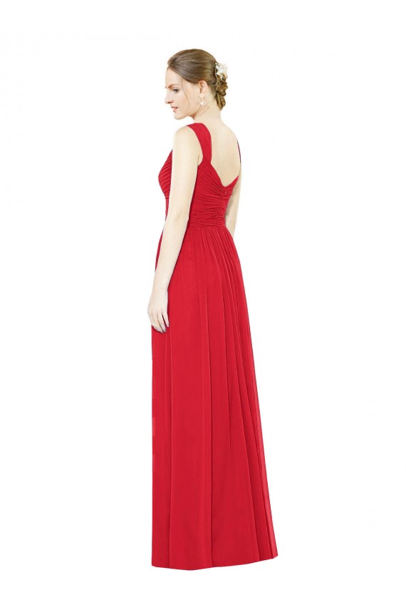 Sleeveless Sweetheart Chiffon Red Long Bridesmaid Dress / Evening Dress Adelaide
