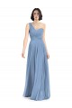 Sleeveless One Shoulder Soft Chiffon Dusty Blue Long Formal Dress / Bridesmaid Dress Adelaide