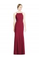 Sleeveless Spaghetti Straps Soft Chiffon Burgundy Long Bridal Party Dress Adelaide