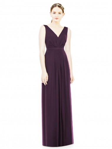 Sleeveless V-Neck Chiffon Grape Long Bridesmaid Dress / Evening Dress Adelaide