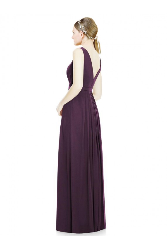 Sleeveless V-Neck Chiffon Grape Long Bridesmaid Dress / Evening Dress Adelaide
