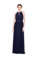 Sleeveless High Neck Soft Chiffon Dark Navy Long Bridesmaid Dress / Formal Dress Adelaide