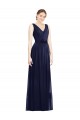 Sleeveless V-Neck Chiffon Dark Navy Long Bridesmaid Gowns Adelaide