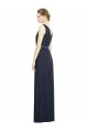 Sleeveless V-Neck Chiffon Dark Navy Long Bridesmaid Gowns Adelaide