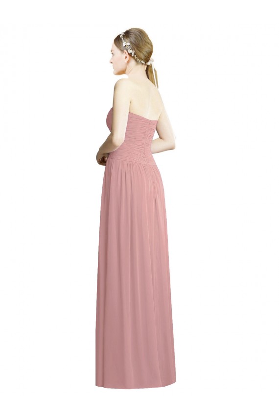 Sleeveless Strapless Chiffon Dusty Pink Long Bridesmaid Dress / Evening Dress Adelaide