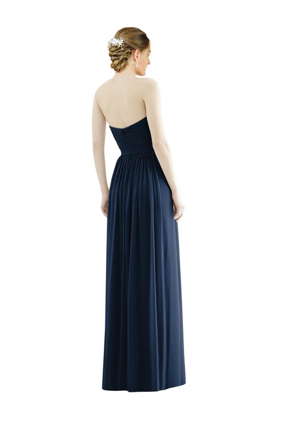 Sleeveless Strapless Soft Chiffon Dark Navy Long Formal Evening Gown / Bridesmaid Dress Adelaide
