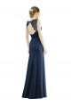 Sleeveless Illusion Neck Soft Chiffon & Lace Dark Navy Long Bridesmaid Dress Adelaide