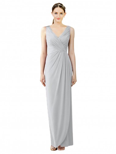 Sleeveless V-Neck Chiffon Frost Long Bridesmaid Dress / Evening Dress Adelaide