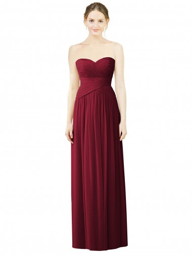 Sleeveless Sweetheart Soft Chiffon Burgundy Long Evening Dress / Bridesmaid Dress Adelaide