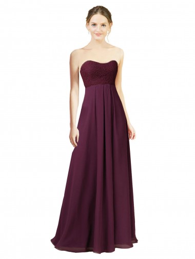 Sleeveless Sweetheart Chiffon Grape Long Bridesmaid Dress Adelaide