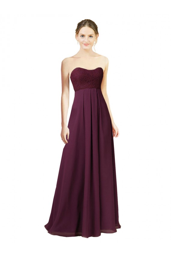 Sleeveless Sweetheart Chiffon Grape Long Bridesmaid Dress Adelaide