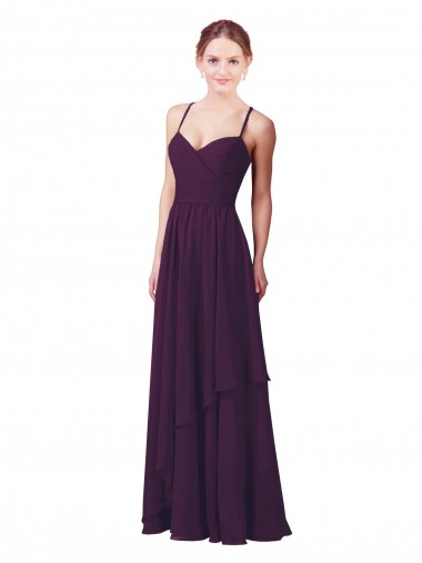 Sleeveless Sweetheart Soft Chiffon Grape Sheath Long Bridesmaid Dress Adelaide