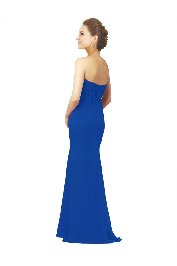 Sleeveless Sweetheart Chiffon Royal Blue Long Bridesmaid Dress / Evening Gowns Adelaide