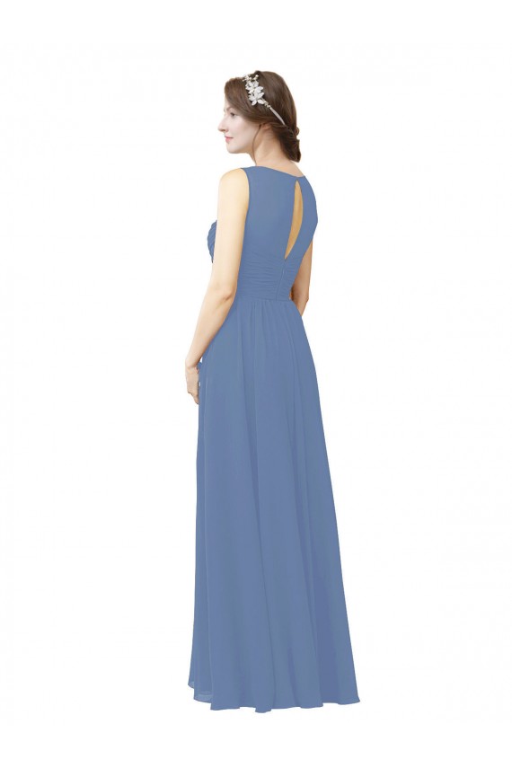 Sleeveless Sweetheart Soft Chiffon Windsor Blue Sheath Long Bridesmaid Dress Adelaide