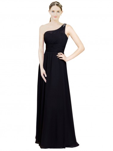 Sleeveless Sweetheart Chiffon Black Long Bridesmaid Dresses Adelaide