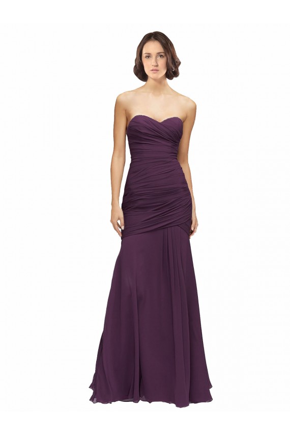 Sleeveless Sweetheart Soft Chiffon Grape Long Bridesmaid Dress Adelaide
