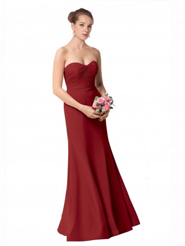 Sleeveless Sweetheart Soft Chiffon Burgundy Long Bridesmaid Dress Adelaide