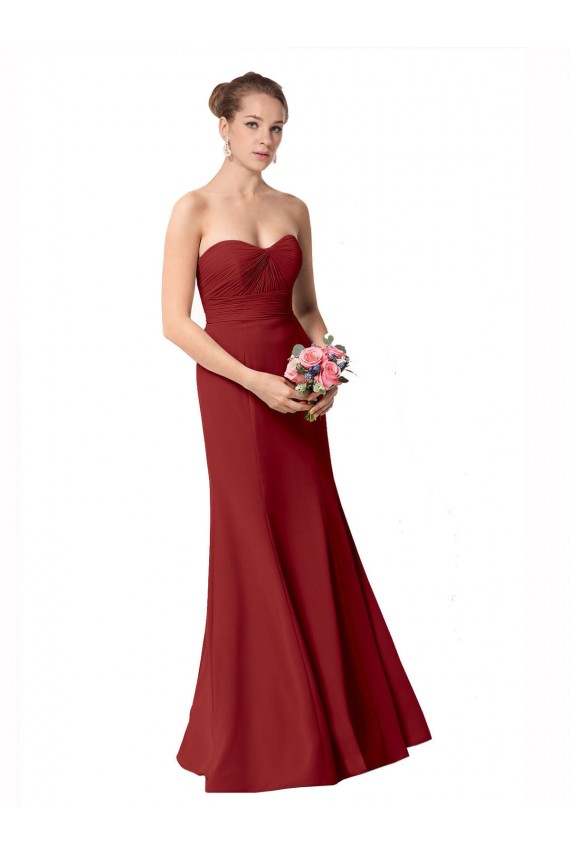 Sleeveless Sweetheart Soft Chiffon Burgundy Long Bridesmaid Dress Adelaide