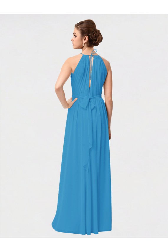 Sleeveless High Neck Soft Chiffon Burgundy High Low Bridesmaid Dress Adelaide